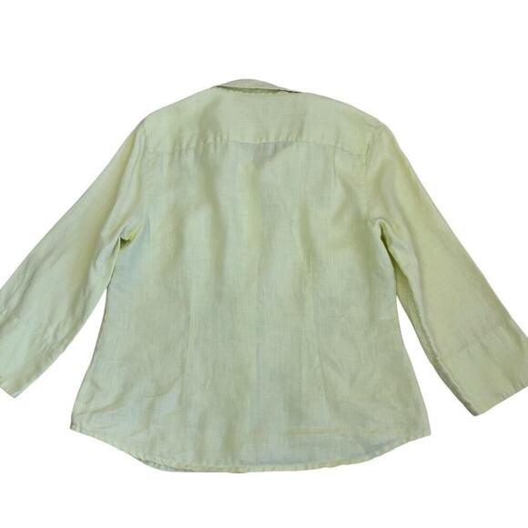 Madison Studio Vtg Y2K Linen Pastel Green Floral Embroidered Button Down Shirt 8 - Picture 14 of 16